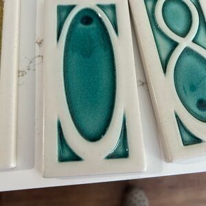 Elegant Teal Ceramic Wall Art Rookwood house address number